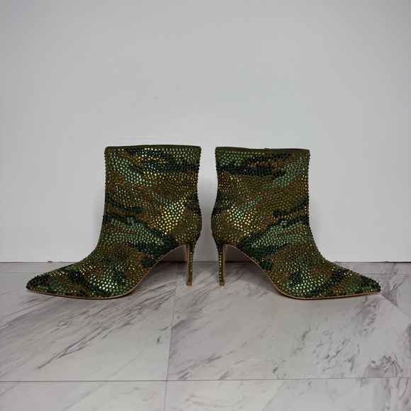 Kurt Geiger Belgravia Camo Rhinestone Pointy Toe Heeled Bootie 36.5 - Picture 7 of 15